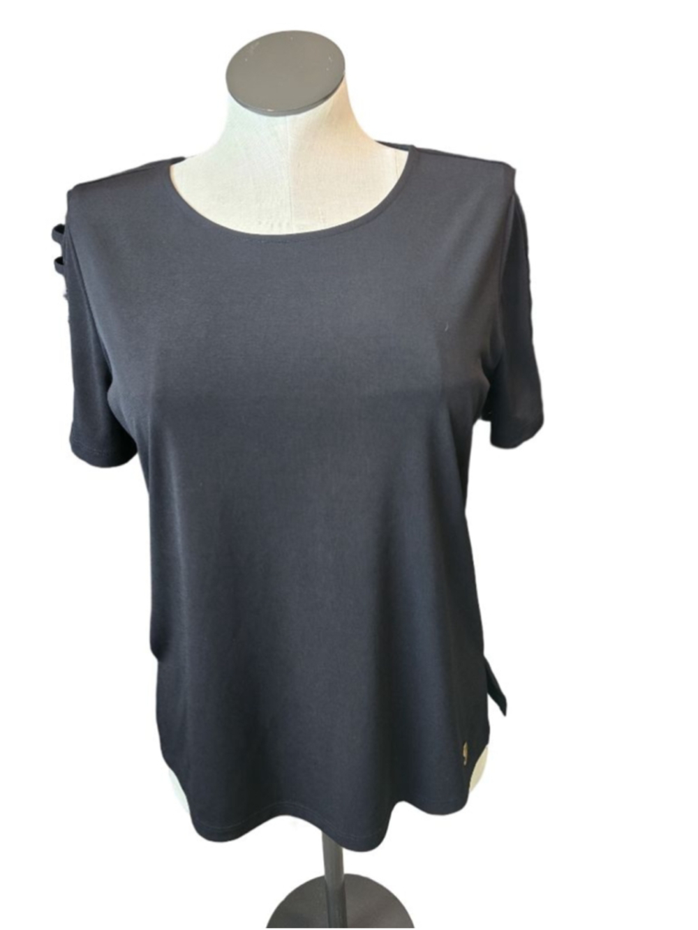 Women's Michael Kors Short-sleeved Cutout Black T-Shirt Size Large